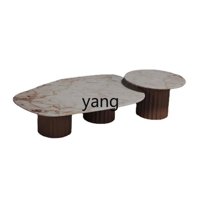 Yjq Retro Designer Original Living Room Special-Shaped Tea Table Combination Marble Tea Table