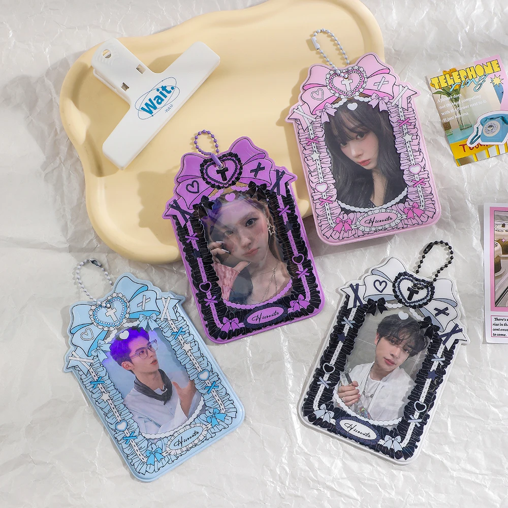 Kawaii Bow Tie Kpop Photo Card Holder Idol Photo Protective Display Photocards Protective Holder