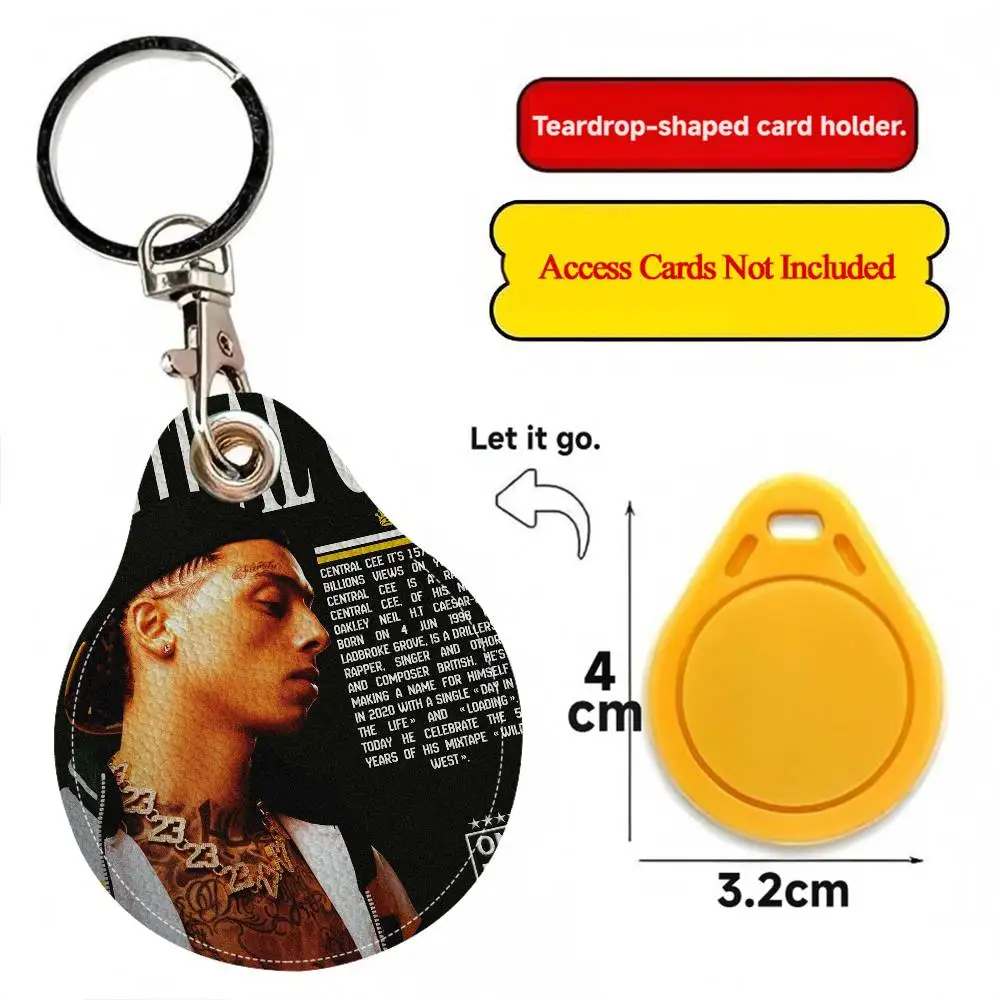 حامل بطاقة الوصول الجلدي من Singer Central Cee، سلسلة مفاتيح قطرة الماء، غطاء حماية لبطاقة الحافلة