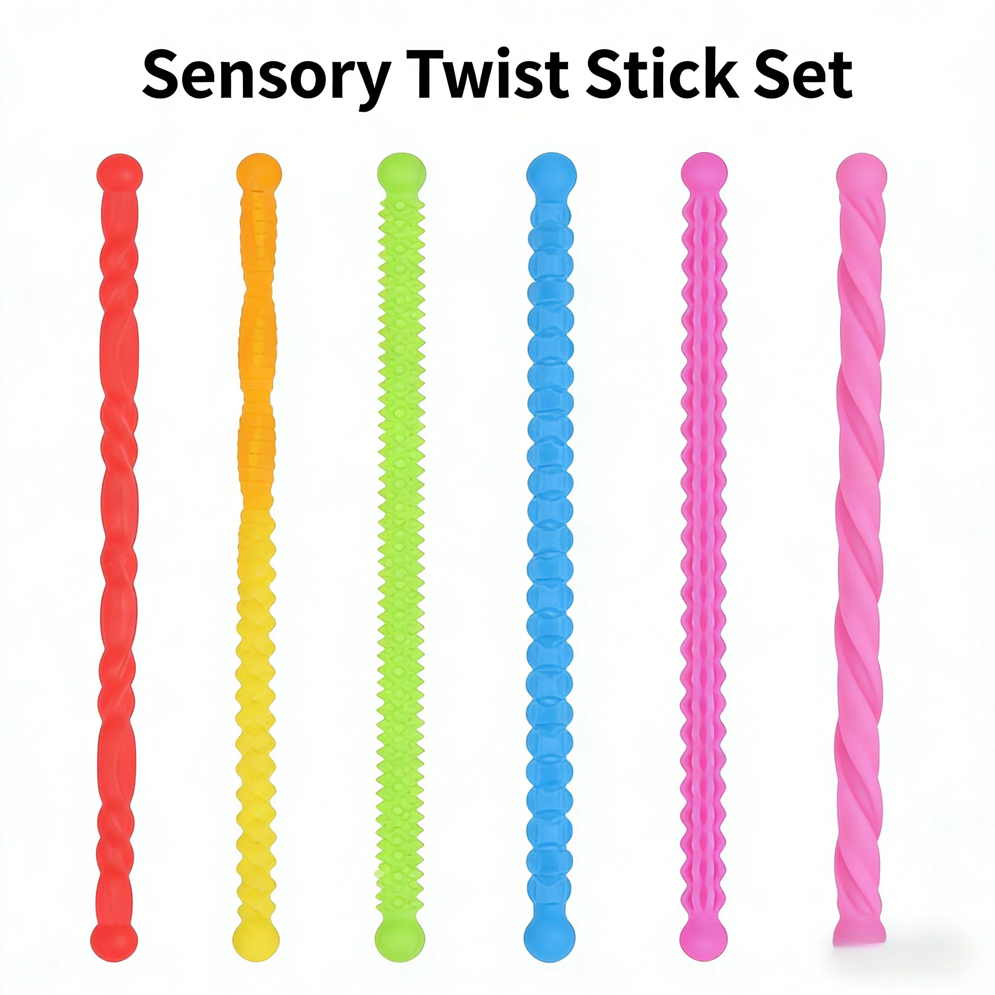 DIY Twist Sensory Stretch Rope Toys, 6-Piece Textured Stress Relief Rope Set, Children's Stress Relief and Soothing Tools, Safe and Non-Toxic, Party Favors, Birthday Gifts for Boys and Girls