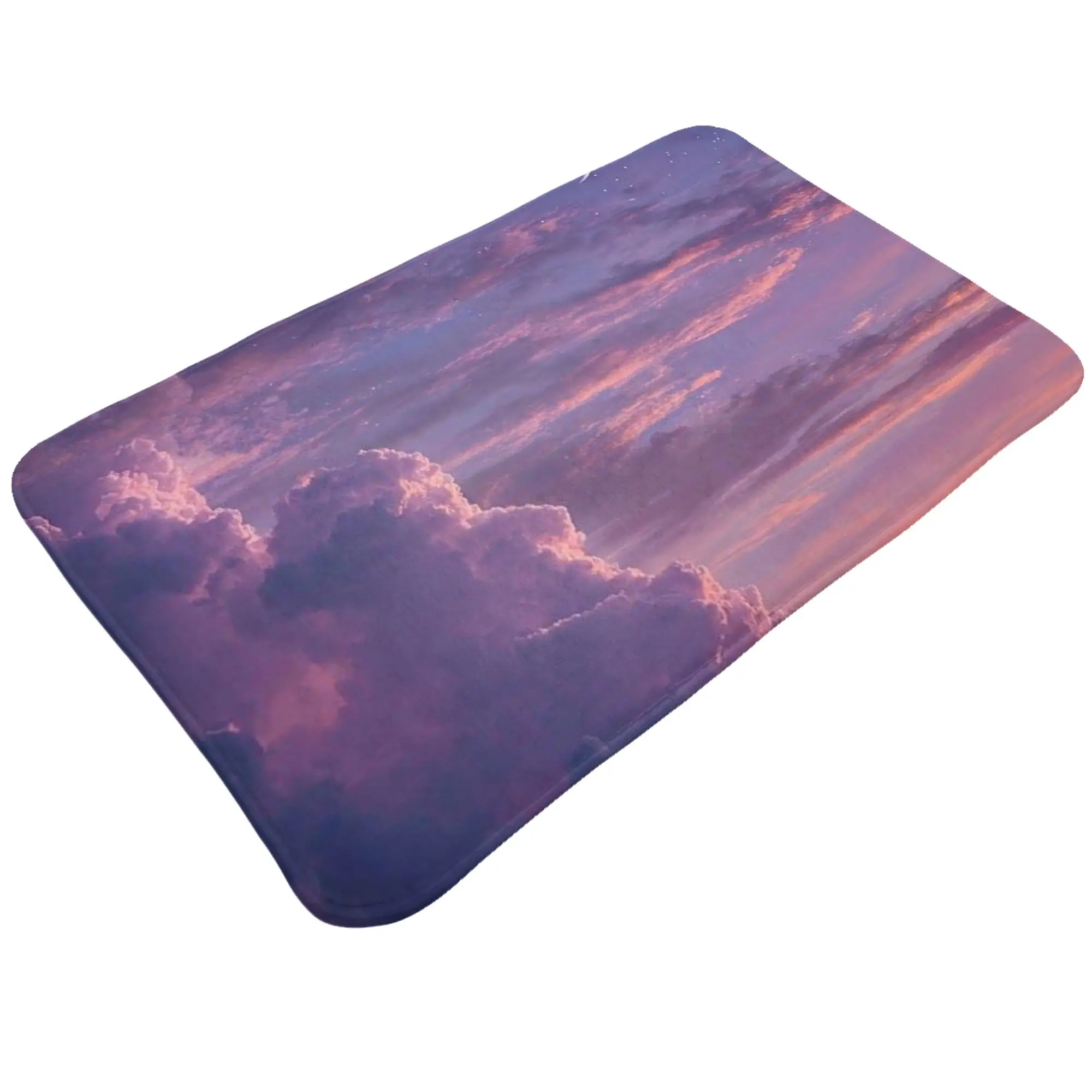Sunset Purple Clouds Twilight Sky Wallpaper Non-slip Mat Bathroom  Absorbent Doormat Home Decoration