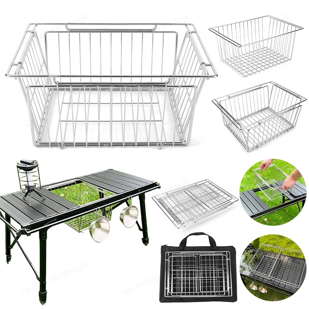 1 Unit Storage Box Cover Storage Shelf Hanging Rack Drain Basket Stainless Steel IGT Table Accessories Outdoor Camping