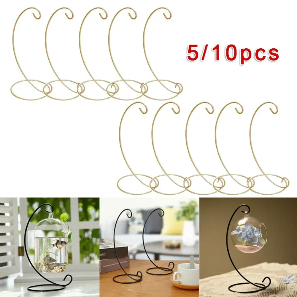5/10pcs Home Garden Metal Bauble Ornament Pack Retro Airs Plant Terrarium Landscape Display Iron Hanging Stand Decoration Holder