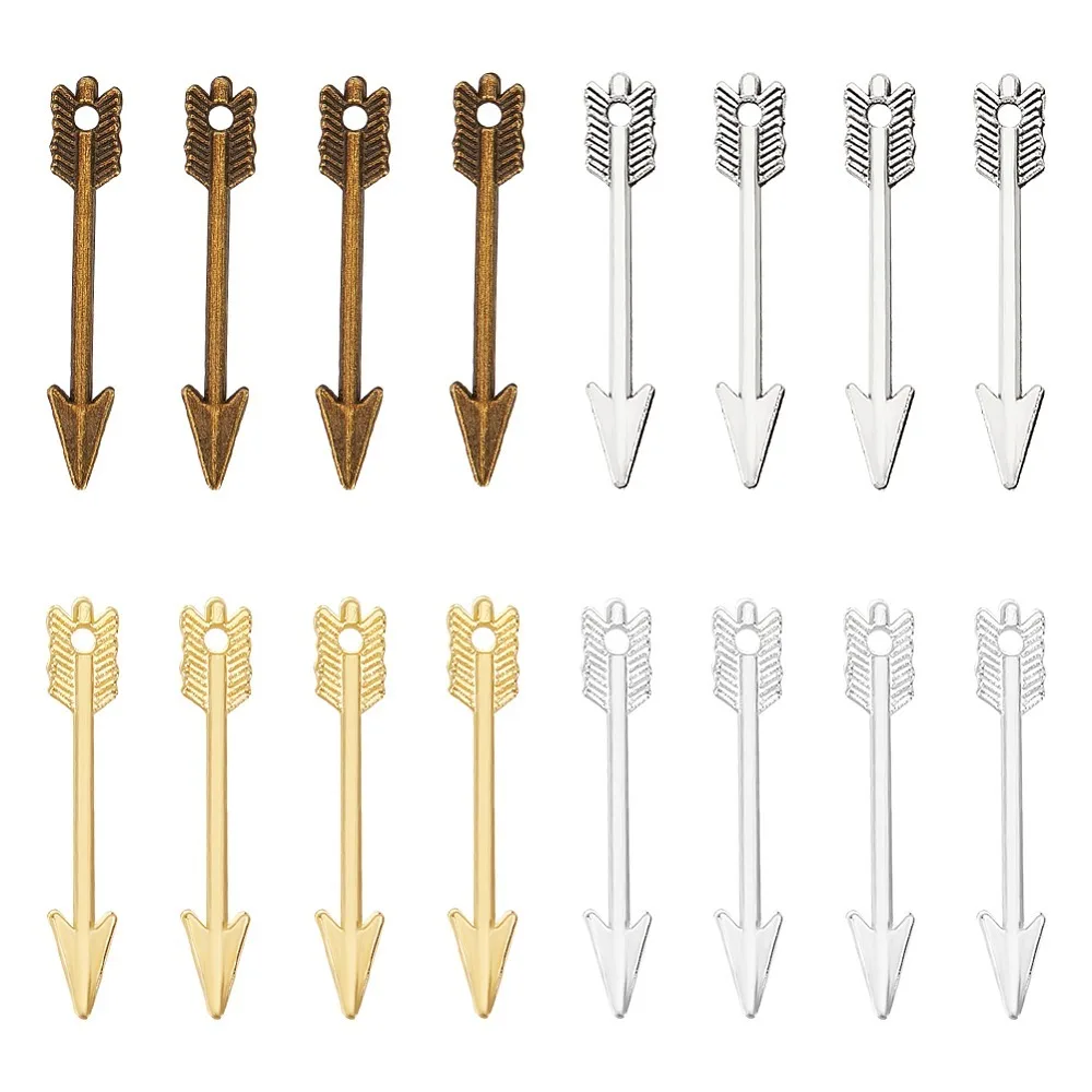 

1box 160pcs 4 colors Zinc Alloy Pendants Arrow Charm Mixed color 29~30x5x1.5~2mm Hole: 1.4~2mm 40pcs/color