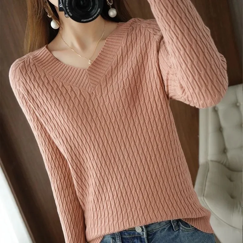 女性セーター秋冬 V ネックニット長袖ルーズカシミヤセータープルオーバー女性安い品質ジャンパーニットトップス