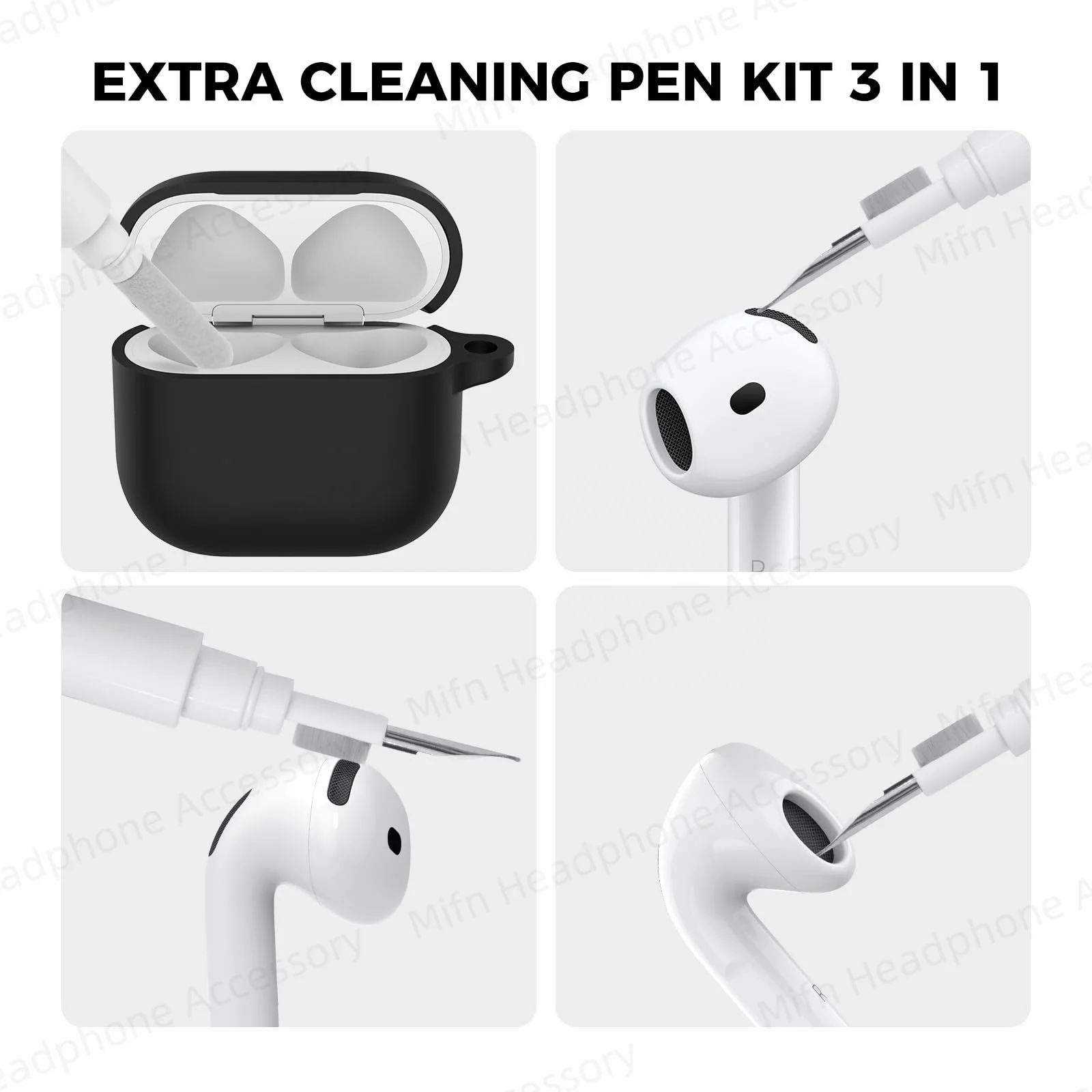 Para airpods 4th geração caso bonito fone de ouvido caso silicone macio proteger capa para mulher caso para airpods 4 com caneta limpeza