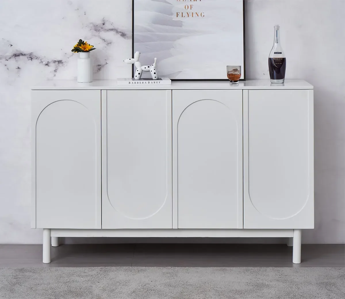 

Italian Minimalist White Sideboard Cabinet Modern Minimalist Entrance Cabinet against the Wall