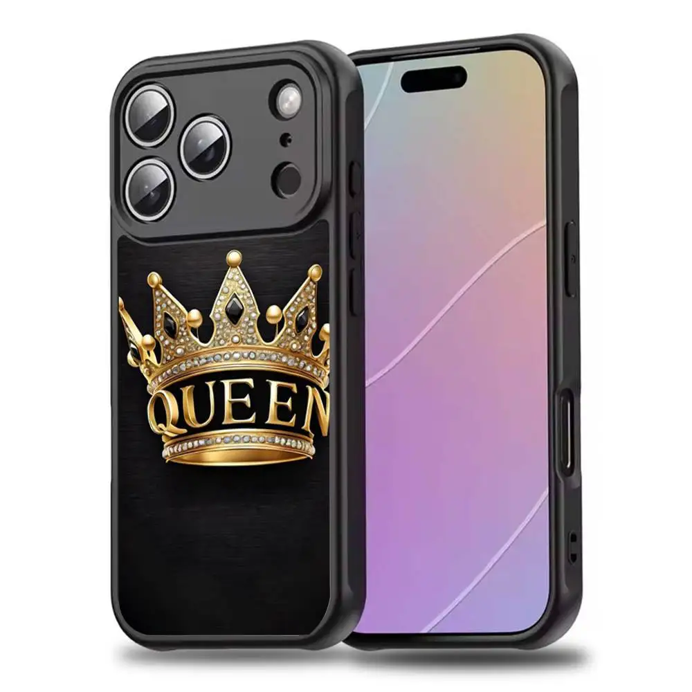 حافظة هاتف KING Q-Queen Crown لهاتف iPhone 17,16,15,14,13,12,11,Pro,Max,Plus,Mini,SE4,E شحن لاسلكي Magsafe مغناطيسي