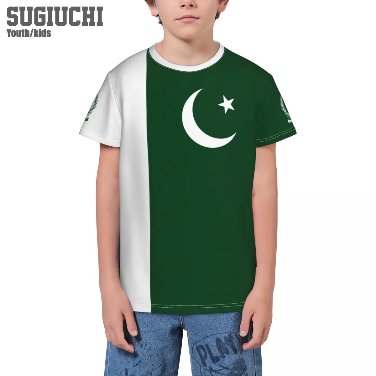 T-shirts 3D avec emblème du drapeau du Pakistan, nom personnalisé, pour enfants, jeunes garçons/filles, cadeau pour les fans de football
