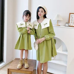 Mother And Daughter Equal Dress Women Long Sleeve Dresses Mom And Baby Girl Matching Clothes 2023 Autumn Children Cute Clothing