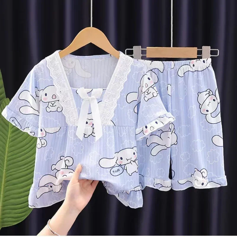 Melody Children's Pajamas Short Sleeved Set Girls Short Sleeved Shorts Kuromi Little Girl Home Clothing Summer Clothing