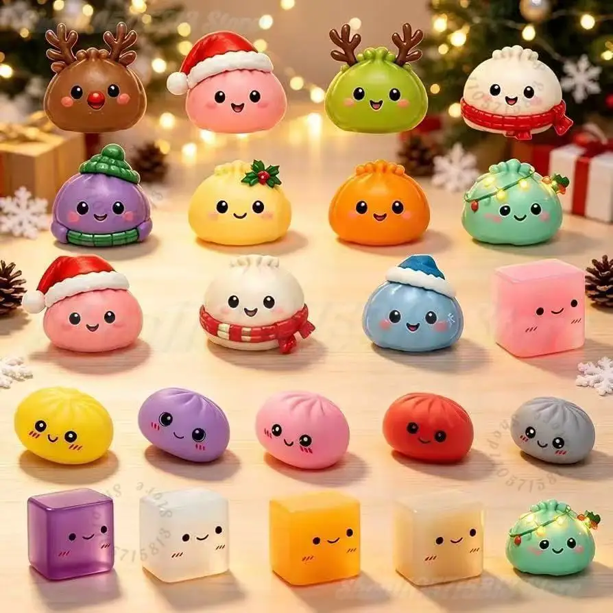 Christmas Squishies Advent Calendar 2026 24 Days Countdown Dumpling Squishy Toys Slow Rising Squeeze Fidget Sensory Decor Gift
