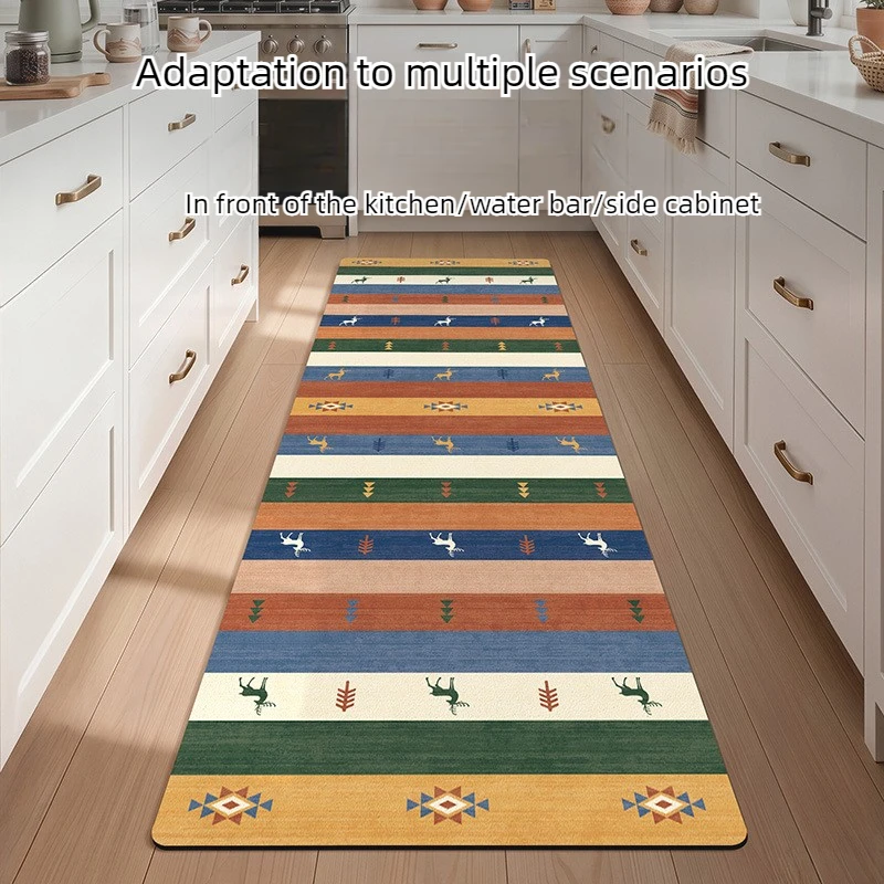 Dopamine Colorful Kitchen Runner, Absorbent Oil Proof Non Slip Mat, Soft Anti Mold Rug, No Wash Scratch Resistant Floor Carpet