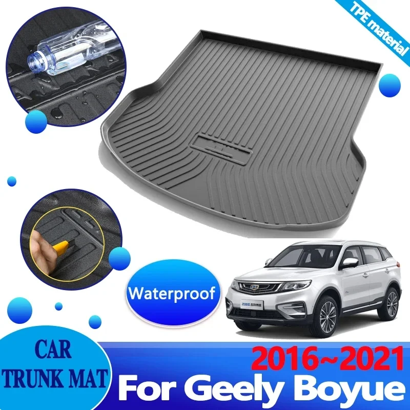 Car Trunk Mats For Geely Boyue Accessories 2016~2023 Atlas NL-3 Farizon FX Cushion Anti-dirty Liner Carpet Protector Storage Pad