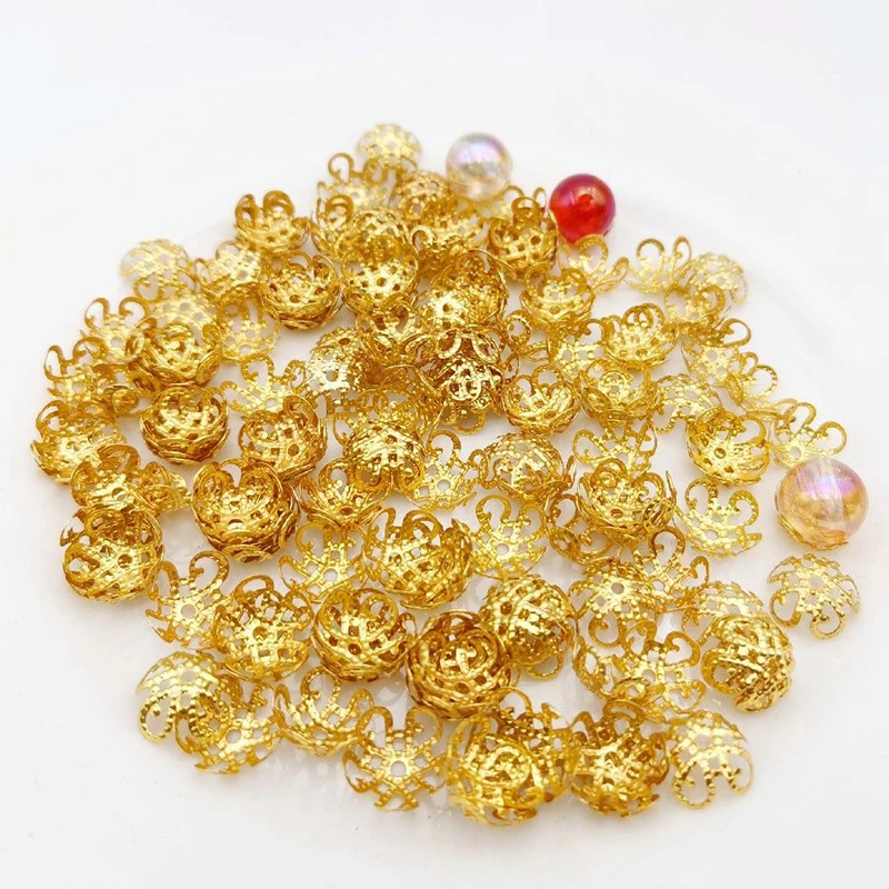 200-400pcs 10mm Rhodium Bulk Flowers Beads Caps for DIY Earring Necklace Making Findings Supplies Charm Spacer Loos Jewelry