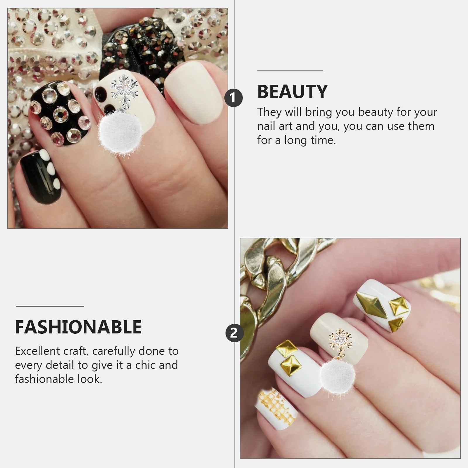 

4pcs Ball Nail Soft Diy Manicure Accessories Cute Fashionable Nail Charms For Women Gift