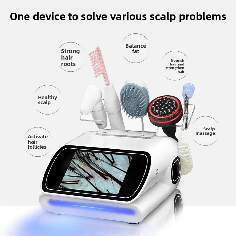 

Portable Scalp Care Workstation: Follicle Analyzer + Microcurrent Massager + Essence Sprayer
