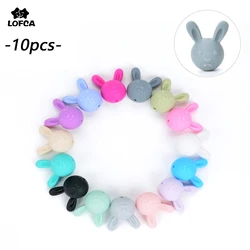 LOFCA 10pcs/lot Rabbit Loose Silicone Beads For Silicone Food grade silicone beads Make bracelets necklace jewelry accessories