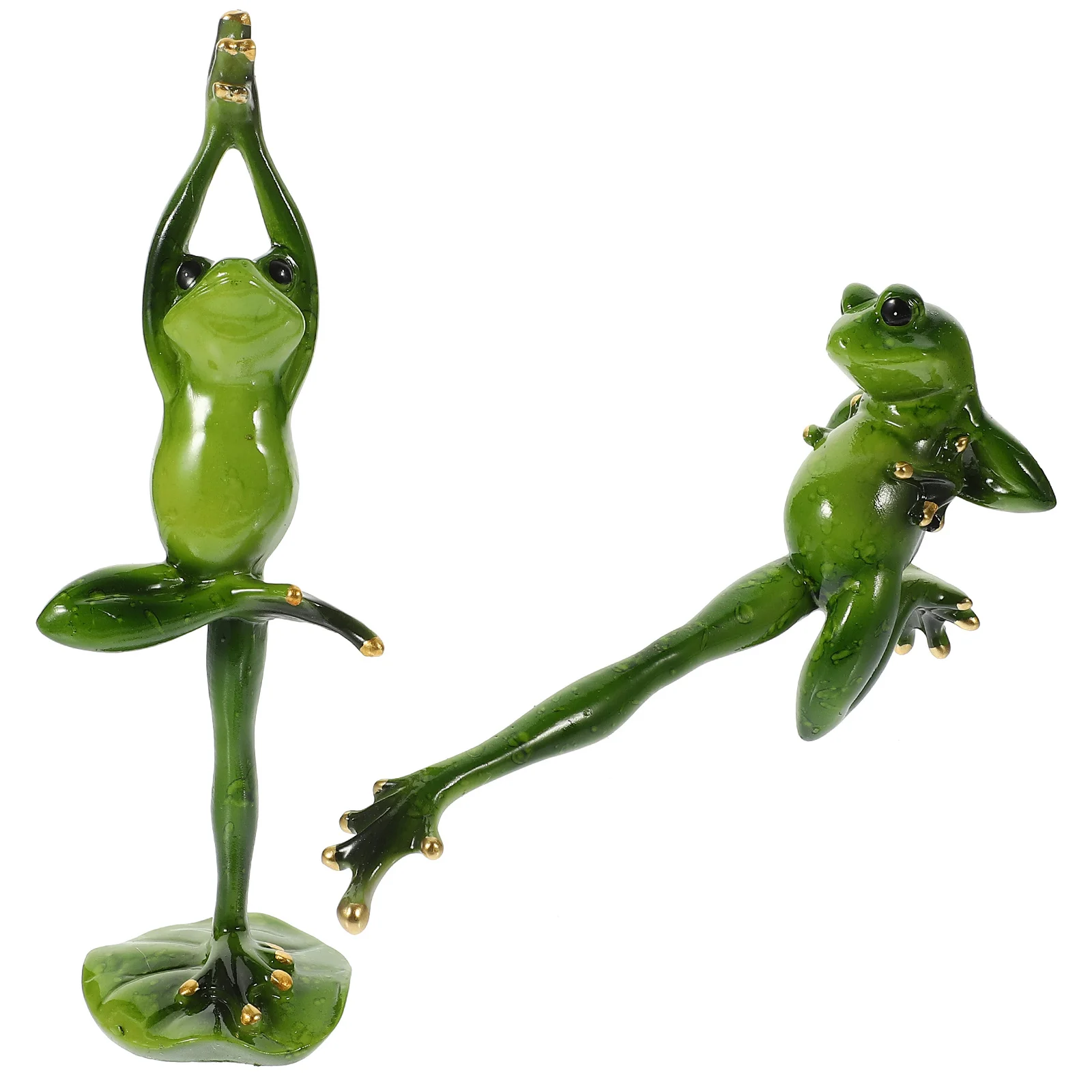 2 قطعة اليوغا الضفدع الراتنج زخرفة متوسطة الحجم الإبداعية سطح المكتب ديكور فريد الراتنج الحرفية ديكور المنزل اليوغا الضفادع تزين #1