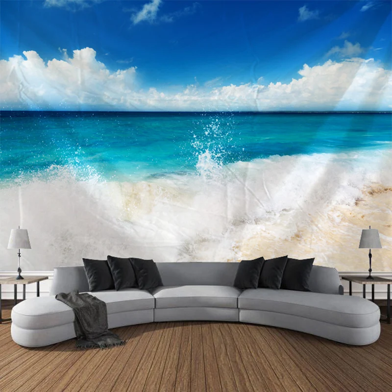 

Ocean Beach and Sunset Landscape Tapestry Wall Hanging Bohemian Printed Cloth Tapestry Home Wall Decoration Bedroom Living Room