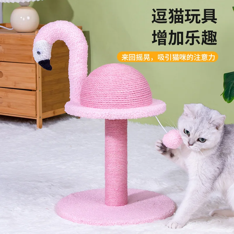 Flamingo Cat Climbing Frame Small Sisal Teasing Cat Toys Cat Scratching Board Claw Grinding Cat Toys Pet Supplies