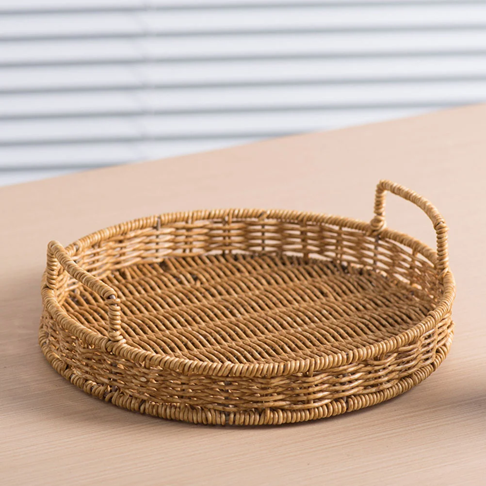 Bread Basket Tray Rattan Multifunctional Storage Rack Weaving Plastic Sundries Organizer