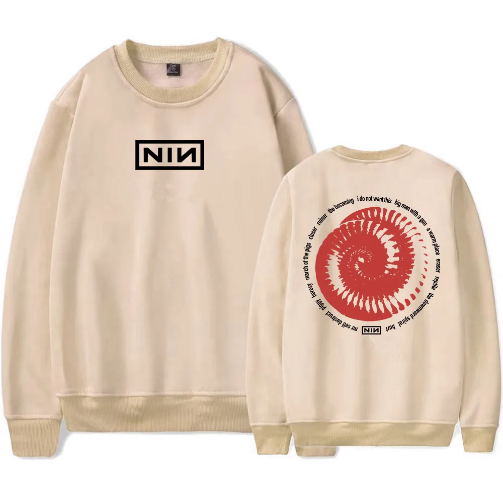 نين الأحمر دوامة Longsleeve البلوز تسعة بوصة الأظافر روك باند هوديس عادية للجنسين الشارع الشهير الرجال ملابس حريمي طباعة البلوز