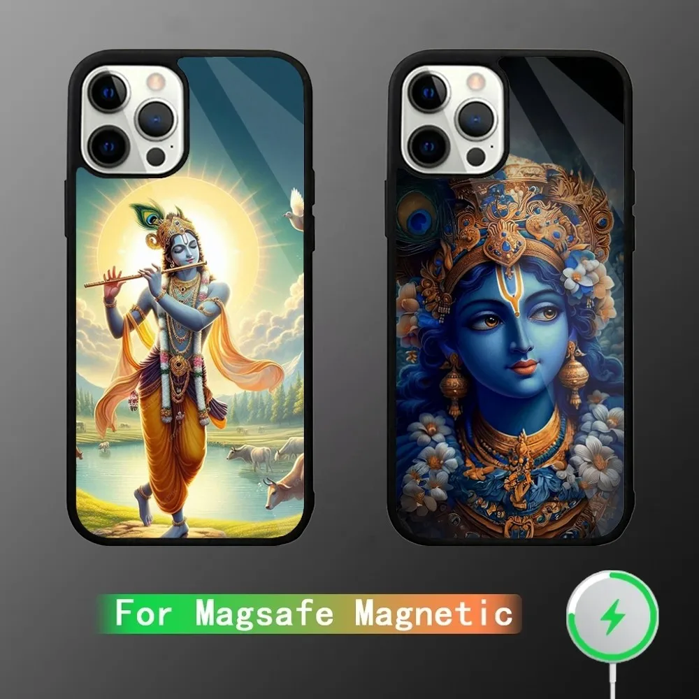 Vishnu Hare Krishna Phone Case For iPhone 15,14,13,12,11,Plus,Pro,Max Mini Magsafe Magnetic Wireless Charging