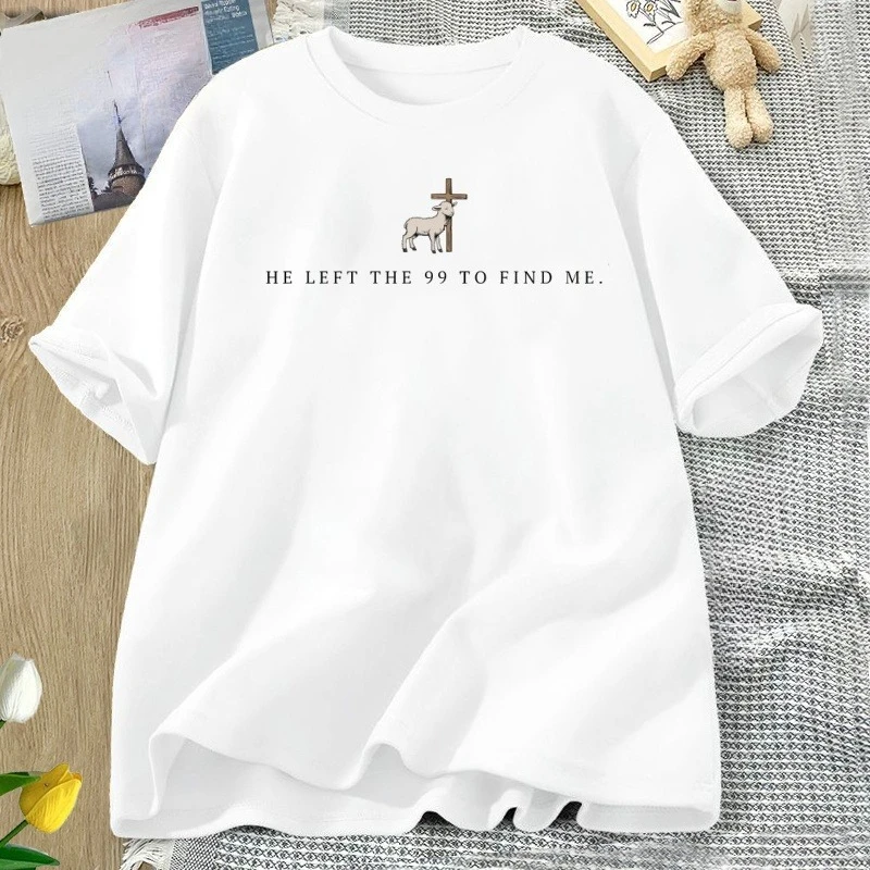He Left The 99 T Shirt Christian T-Shirts Men Women Bible Verse Tshirt Religious Short Sleeve Tee Shirt Women Clothing Tops