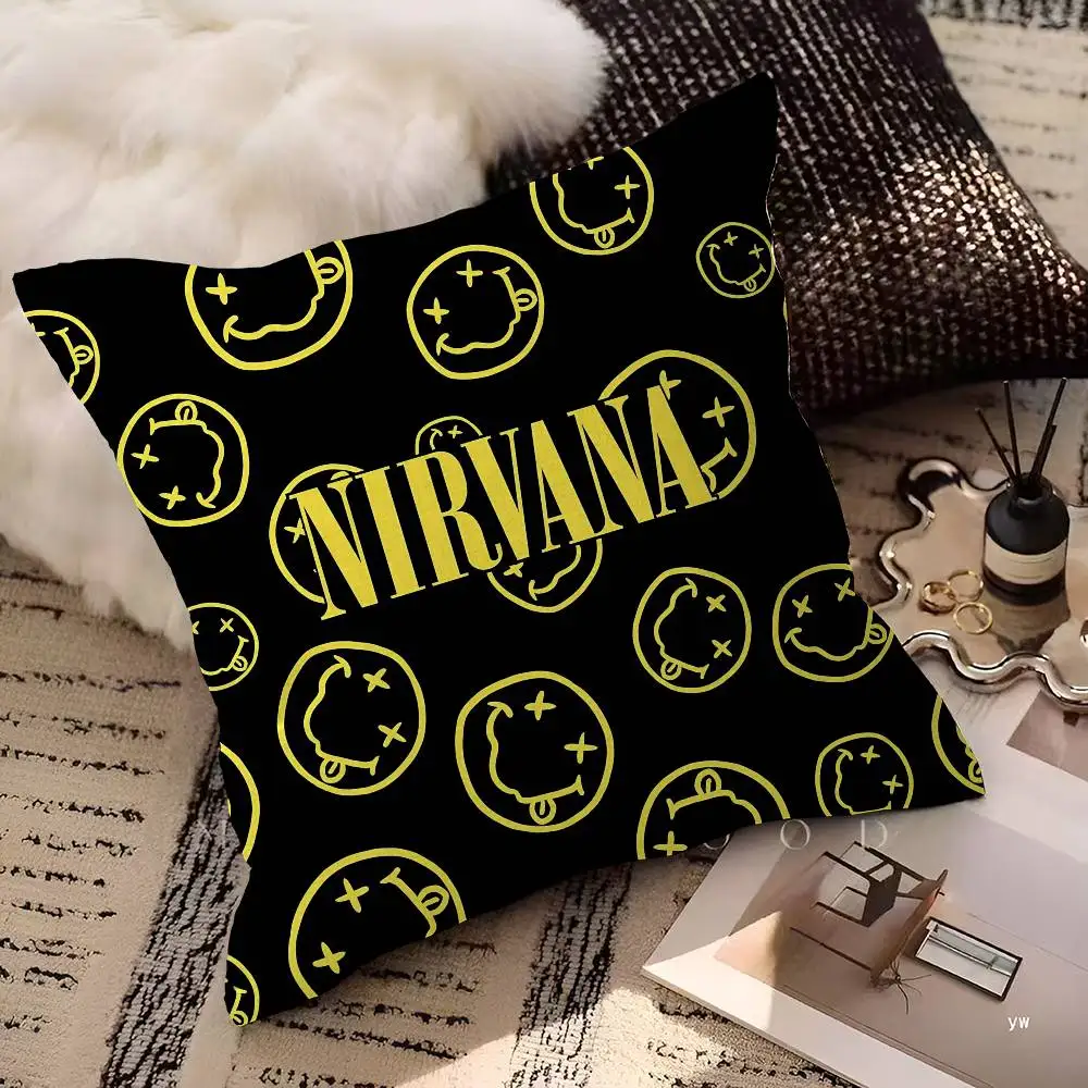 Hot Band N-Nirvanas Rock Cushion Cover Pillow Cover Decor Pillowcase Printed Cushion Case for Couch