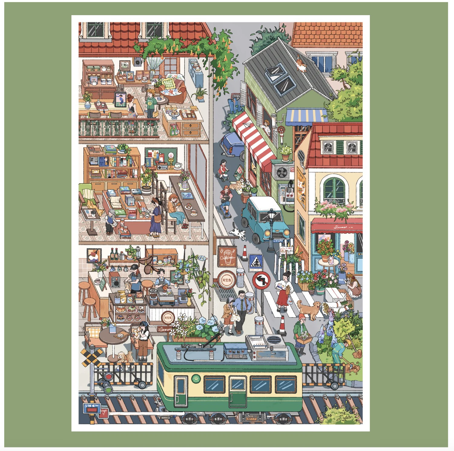 Kawaii 3D Small Town Life Miniature Scene Stickers DIY Scrapbooking Stacking Paste Game Stickers Children's Festival Gifts