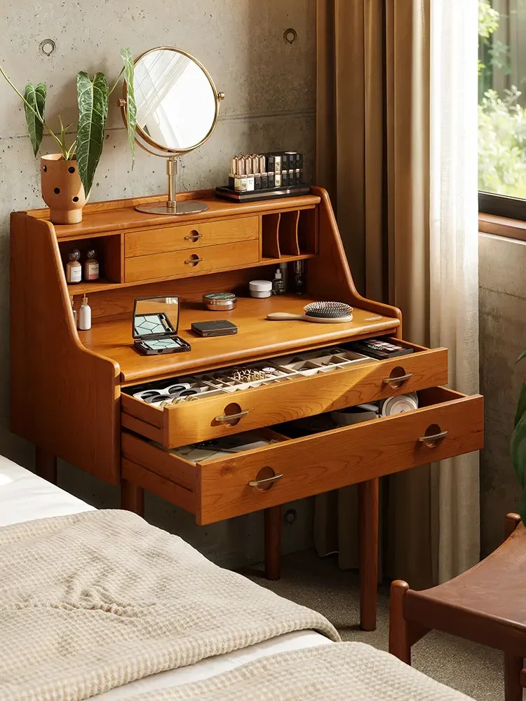 Medieval Solid Wood Dresser Boxwood Log Small Apartment Makeup Table Bedroom Makeup Tableb22D22