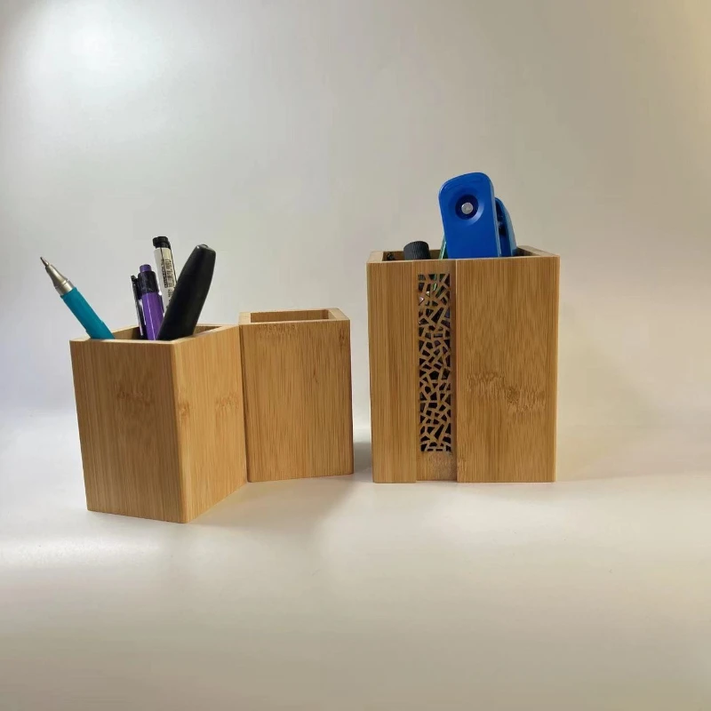 Bamboo and Wood Pen Holder, Desktop Stationery Storage Holder, Multi-functional Pen Holder, Pencil Bucket.