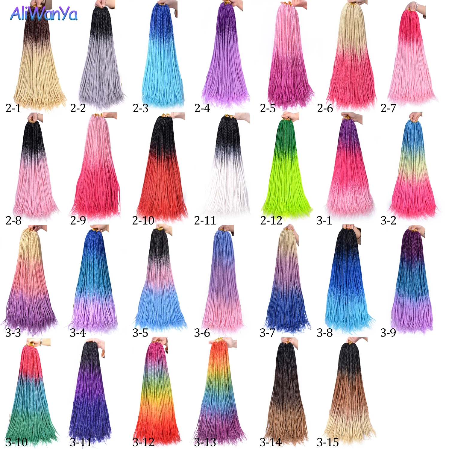 Trenzas de diosa para mujer, trenzas de caja, pelo de ganchillo, preestirado pelo sintético, trenza de arcoíris para niños, trenzas Afro de aciano