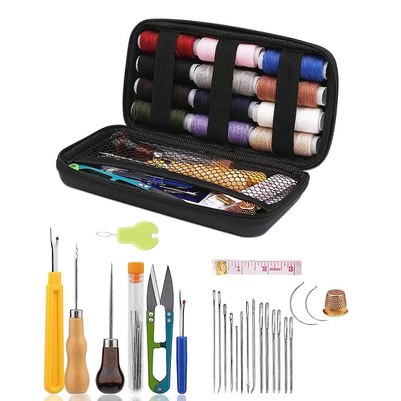 Upholstery Repair Leather Sewing Kit for Shoes Sofa Tent Carpet Leather Craft DIY Seam Ripper Sewing Thread Needle