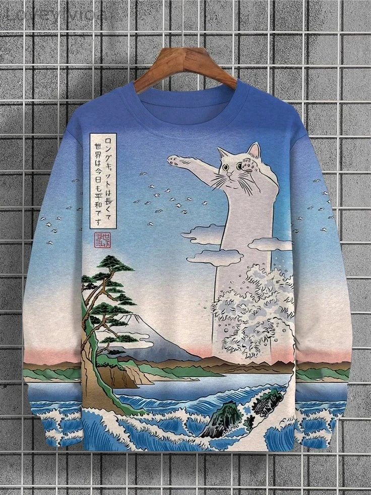 

Men's Hoodie For Men Anime Cat Graphic 3D Print Sweatshirts Outdoors Pullover Clothing Daily Fashion Autumn Japanese Art Hoodies