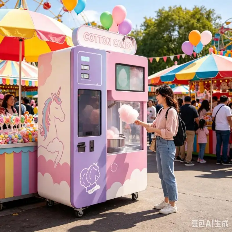 Customized Cotton Candy Vending Machine Smart Candy Floss Maker Automatic Machine With Efficient Self Service Function