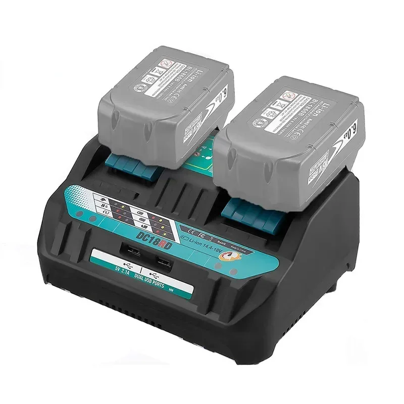 2 Port Li-Ion Battery Charger For Makita For Bosch For Dewalt For Milwaukee 14.4V 18V 20V DC18SF DCB102 BS1418 M18 BL1830 AL1860