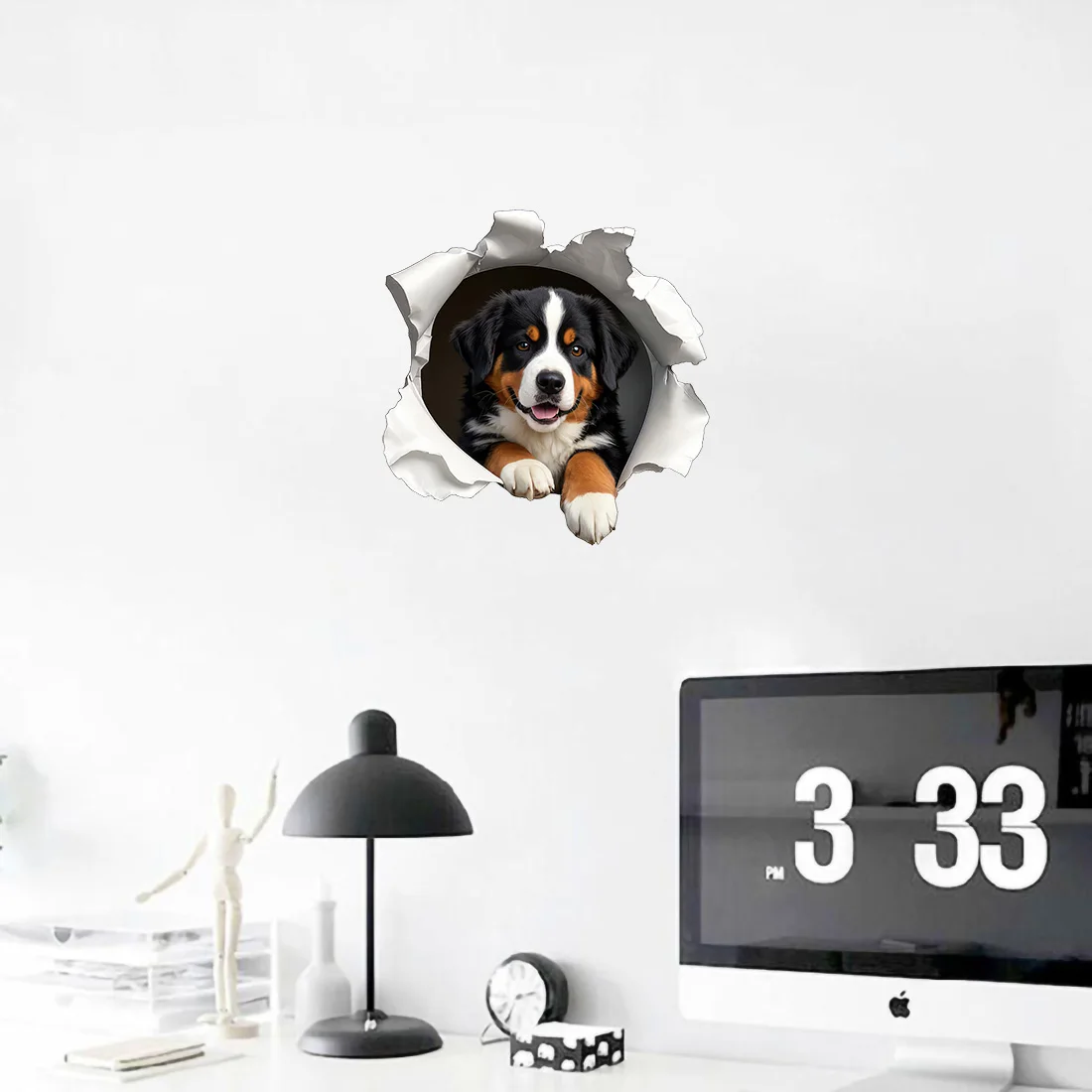 Three Ratels CG187 lovely 3D Swiss Bernese Dog Animal Stickers for Home Decoration Waterproof Car decals