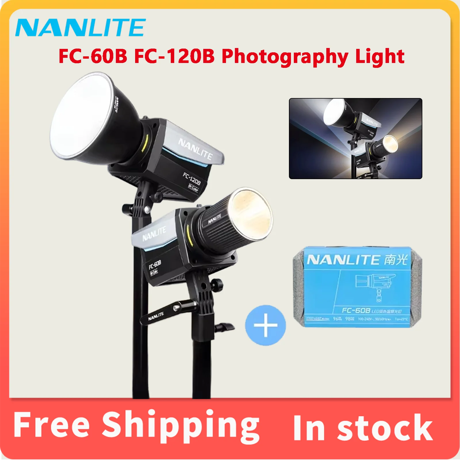 Nanlite FC-60B FC-120B Tweekleurige fotografie LED-spot 2700K-6500K Professionele lamp Videolicht voor live streaming studio