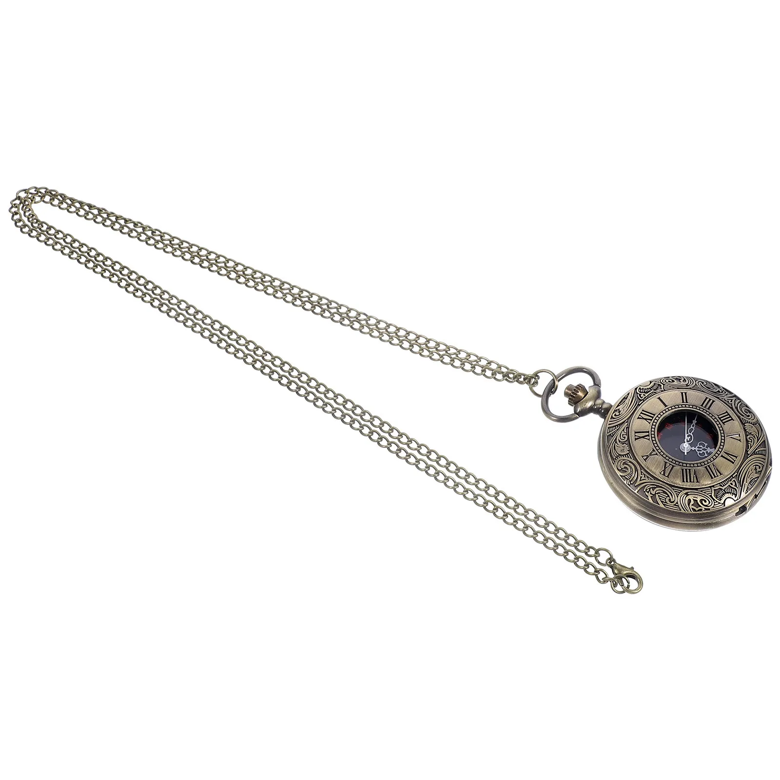 Vintage Pocket Watch Necklace with Chain Large Dial Roman Numerals Alloy Men's Classic Timepiece Dual Display Sturdy Costume