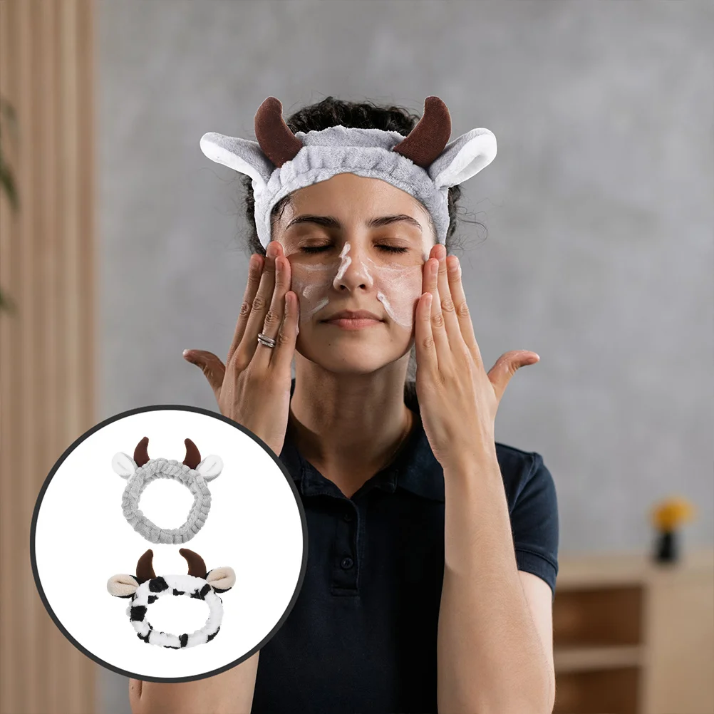 2 قطعة القرن ماكياج Headbands البقرة الأيائل الحيوان قرن الوعل قناع الوجه سبا العصابات لينة دائم اكسسوارات قرون Headbands #2