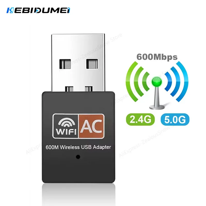 Adattatore USB Wi-Fi 600Mbps, Scheda Di Rete Wireless, Antenna Ethernet, Ricevitore Wi-Fi USB LAN AC Dual Band 2.4G 5Ghz Per PC Dongle-image