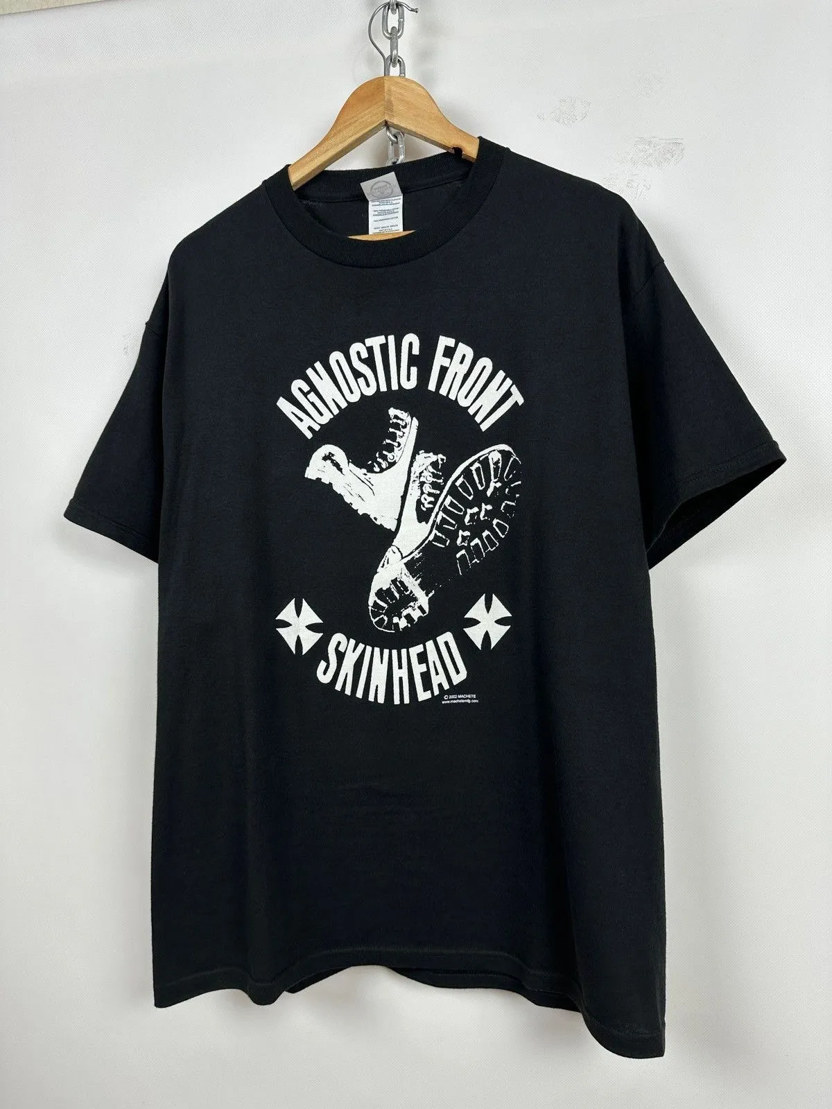 Camiseta vintage de la banda Agnostic Front Skinhead Machete de 2002, talla L