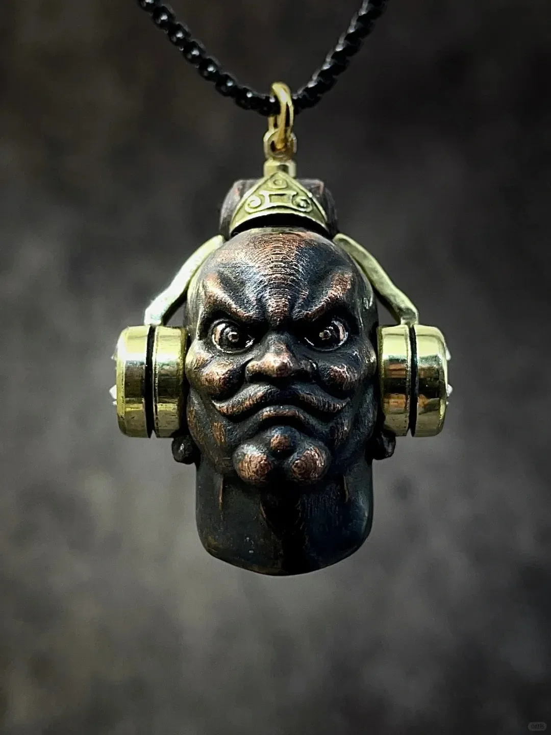 Ethnic Style Style A Ferocious Expression A Bald Man Wearing Headphones Men's Domineering Motorcycle Jewelry Pendant Necklace