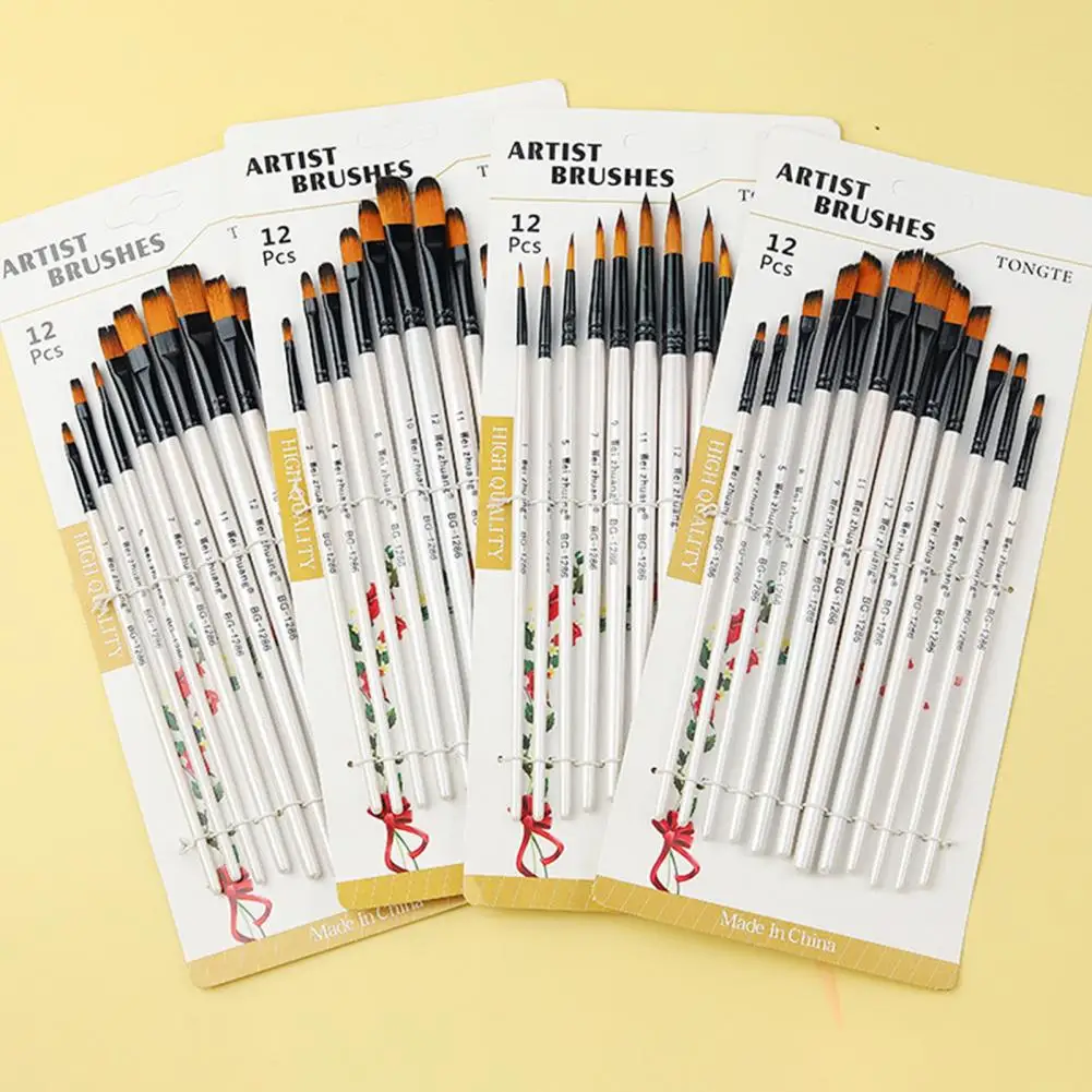 Painting Brush Set Painting Brush Versatile Watercolor Brush Set for Student Artists 12pcs Soft Nylon Bristles 4 for Technical