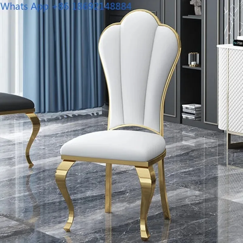 Stainless Steel Chair Titanium Gold Wedding Chair Banquet Hall Leather Art Dining Chair