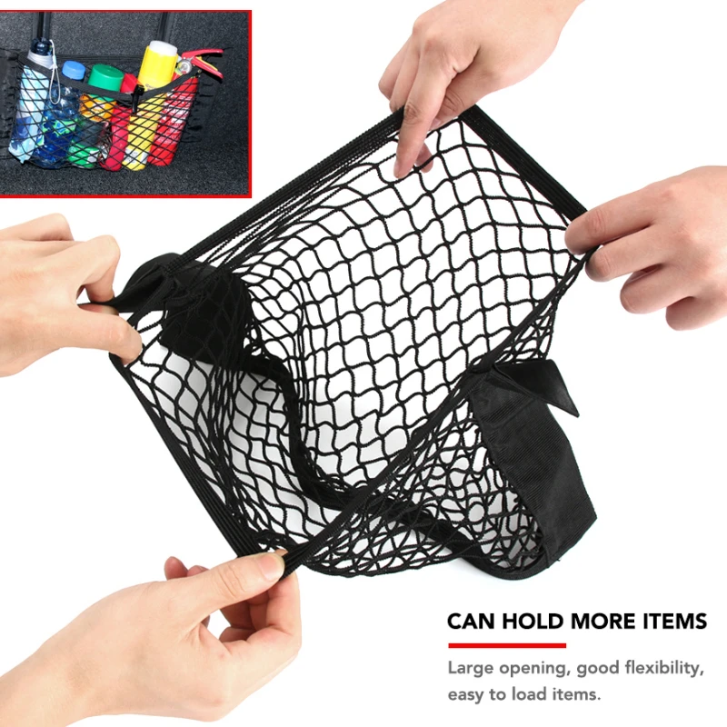 1Pc Car Back Rear Mesh Trunk Seat Elastic String Net  Universal Storage Bag Pocket Cage Auto Organizer Seat Back Bag