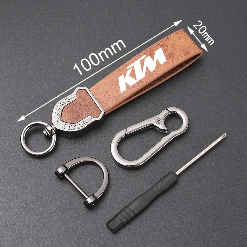 HD Printing Leather Keychain Metal Keyring For KTM Motorcycles