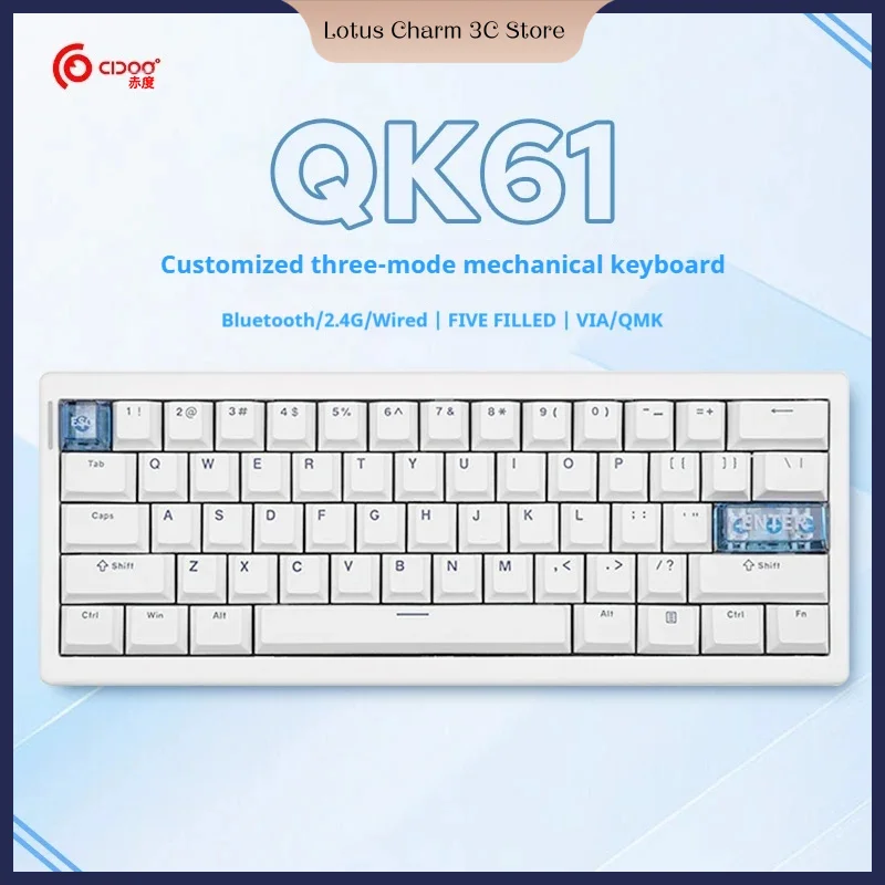 Cidoo Qk61 Mechanical Keyboard Qmk Wireless Bluetooth Three Mode Hot Swappable Gasket Customization Keyboard For Pc Gamer Gifts